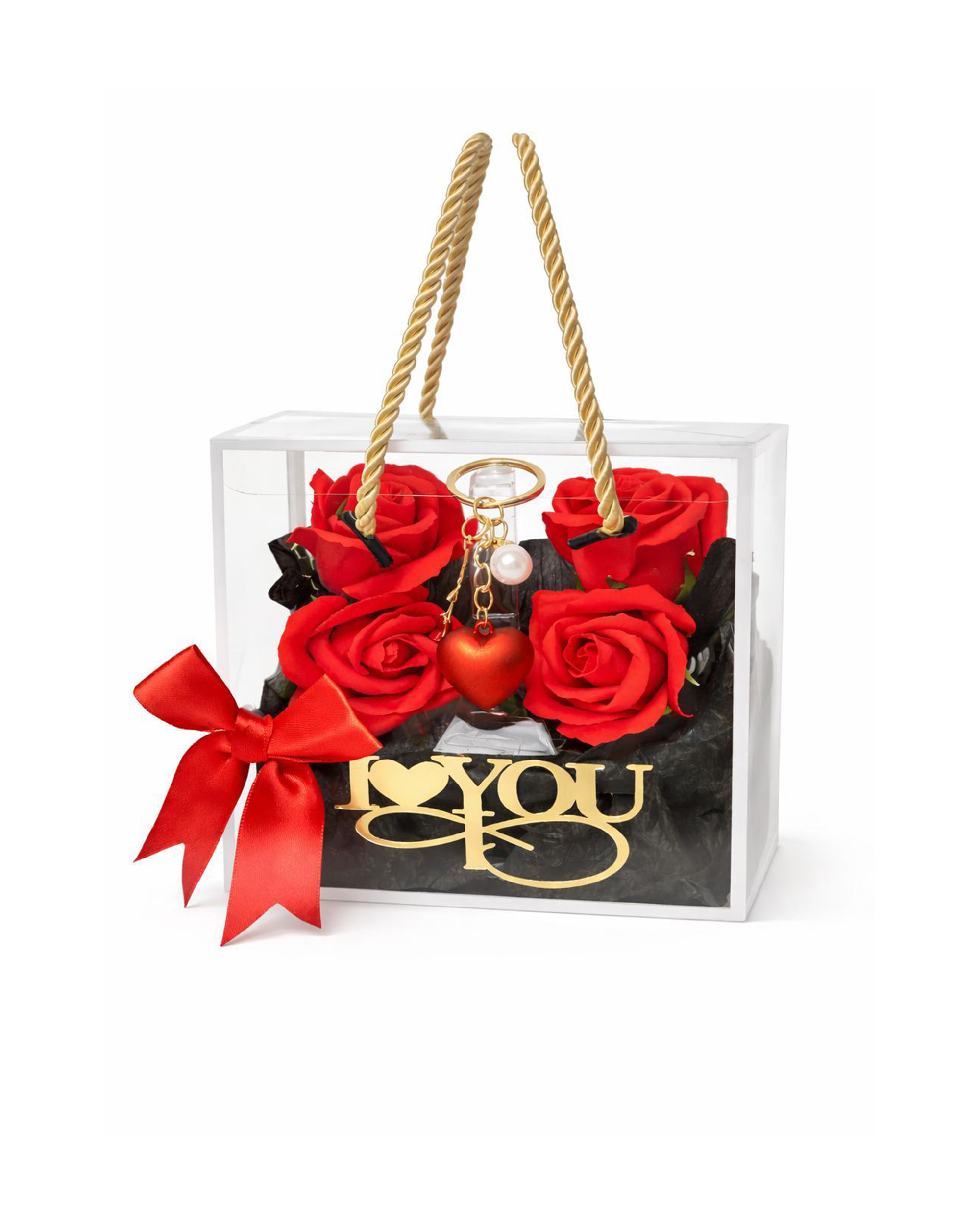 Geschenkbox mit roten Rosen